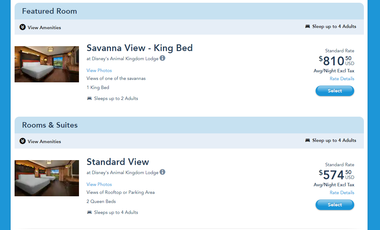 Savanna View vs Standard Animal Kingdom Lodge