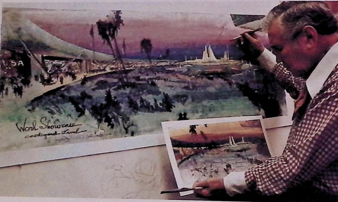 Herbert Reyman Concept Art for EPCOT Combined World Showcase and Future World model